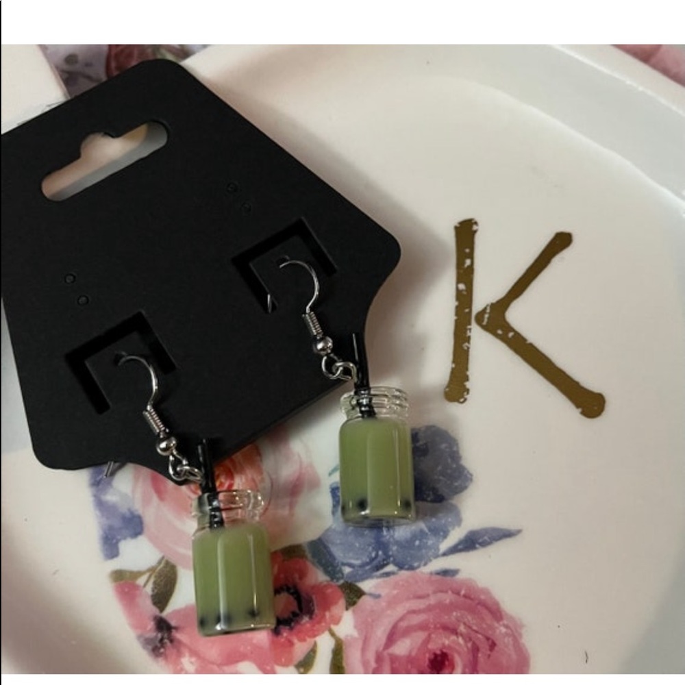 Green Boba Tea Earrings 🧋